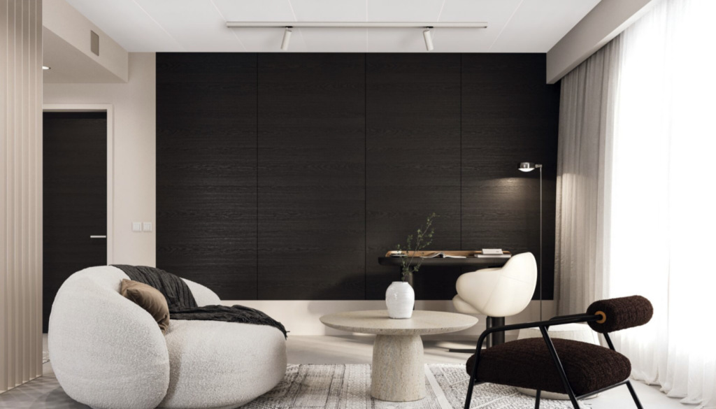 Modern Living Room with Fibrotech Fireguard Polyester Panels Installed