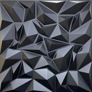 3D Ανάγλυφο Διακοσμητικό Πάνελ Τοίχου PVC - (50cm x 50cm) - Diamond Black - 1 Τμχ  (D101B)