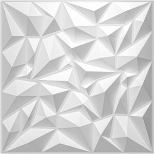 3D Ανάγλυφο Διακοσμητικό Πάνελ Τοίχου PVC - (50cm x 50cm) - Diamond White - 1 Τμχ  (D101W)