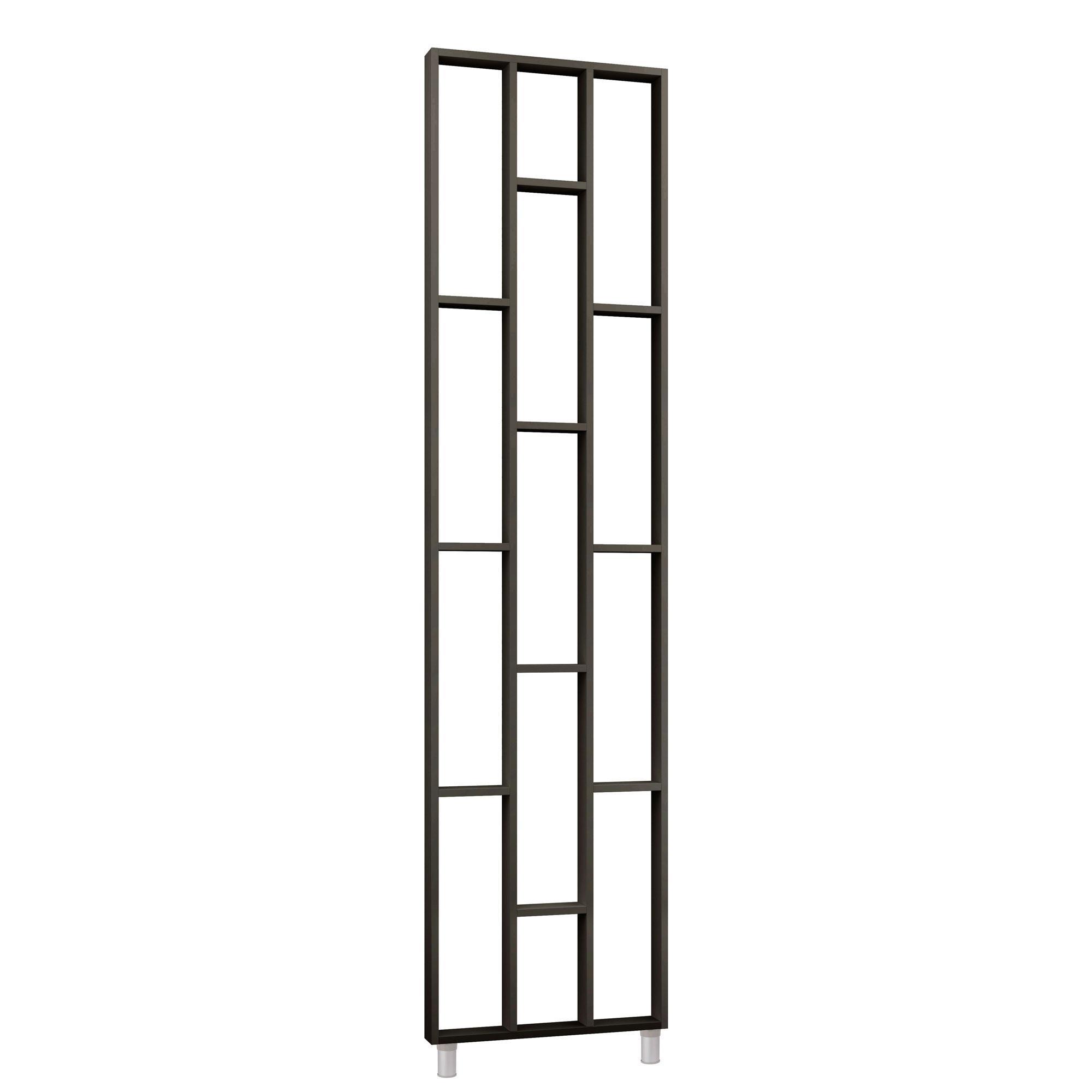 Ξύλινη Διακοσμητική Μονάδα Ραφιών - 250cm x 63.4cm x 7.5cm - Black (MDW-190295)