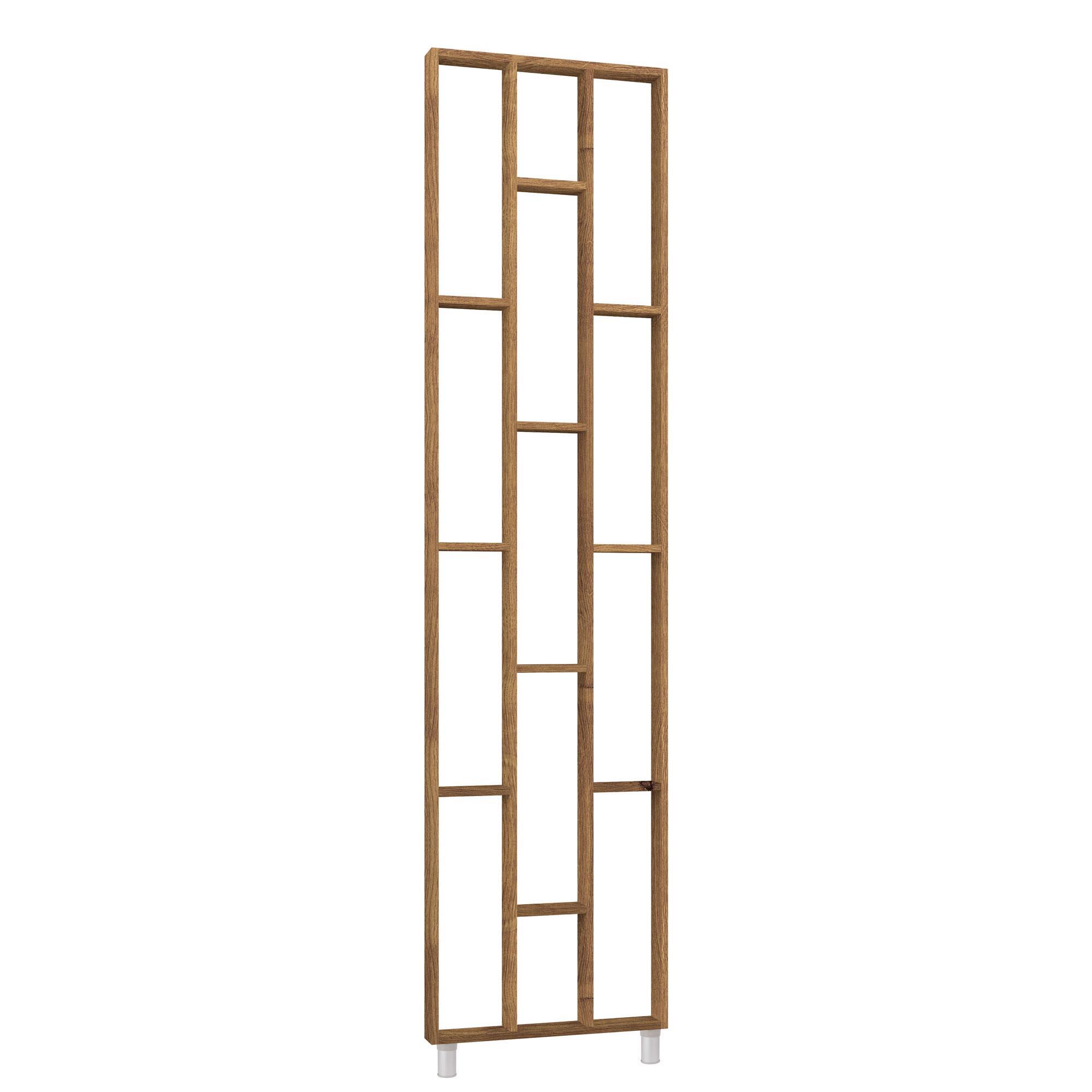 Ξύλινη Διακοσμητική Μονάδα Ραφιών - 250cm x 63.4cm x 7.5cm - Oiled Oak (MDW-190325)