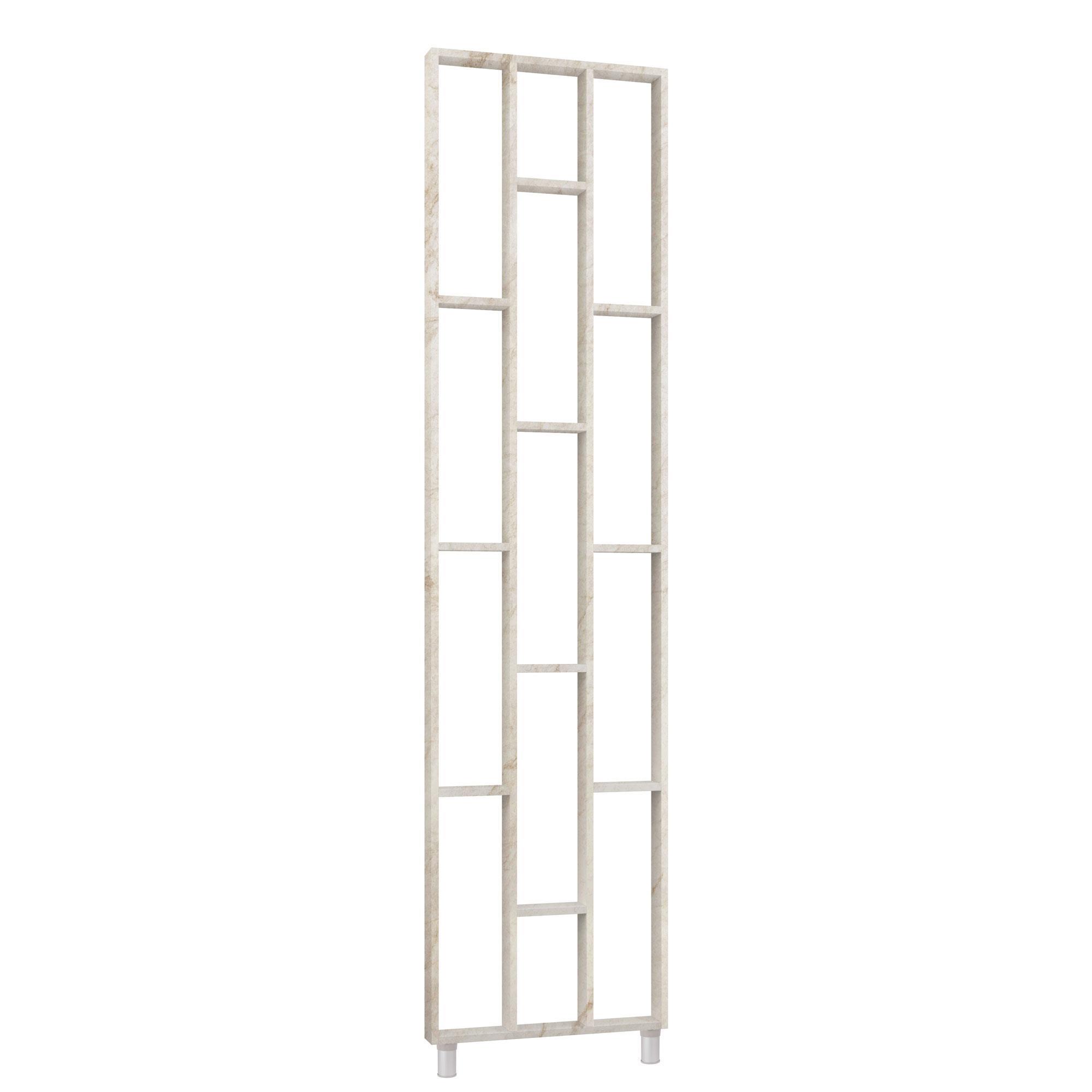 Ξύλινη Διακοσμητική Μονάδα Ραφιών - 250cm x 63.4cm x 7.5cm - Cream Marble (MDW-190349)