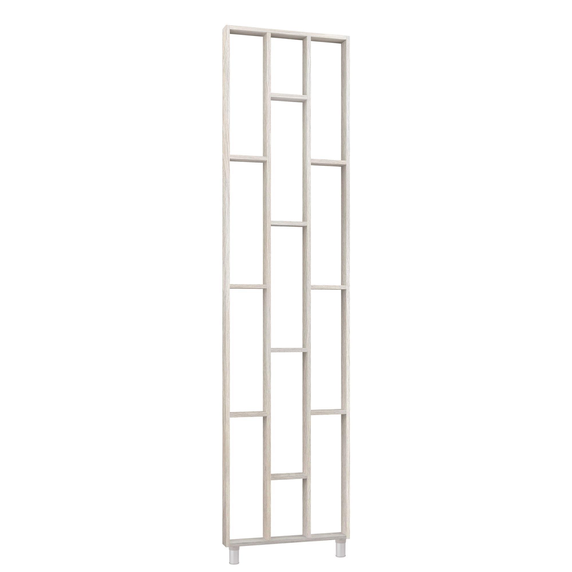 Ξύλινη Διακοσμητική Μονάδα Ραφιών - 250cm x 63.4cm x 7.5cm - Silver Oak (MDW-190356)